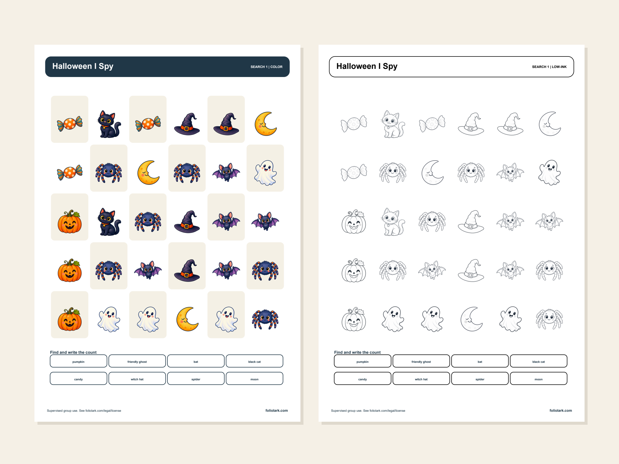 Free Halloween I Spy Printable