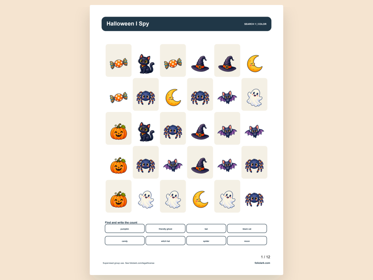 Free Halloween I Spy Printable