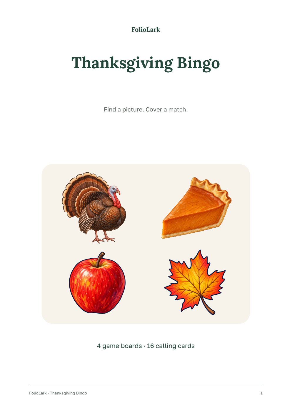 Thanksgiving Bingo