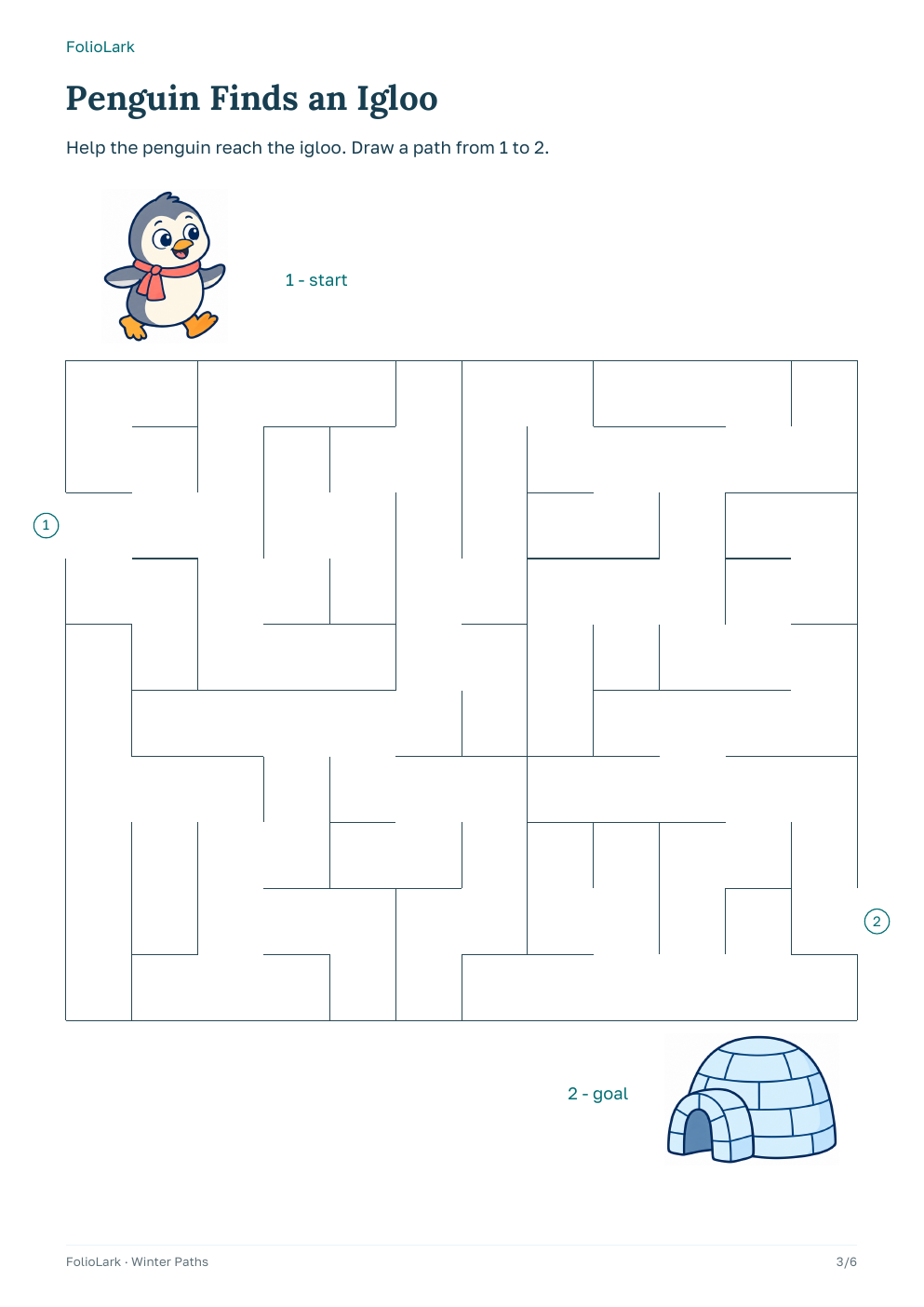 Penguin Finds an Igloo maze from the existing PDF